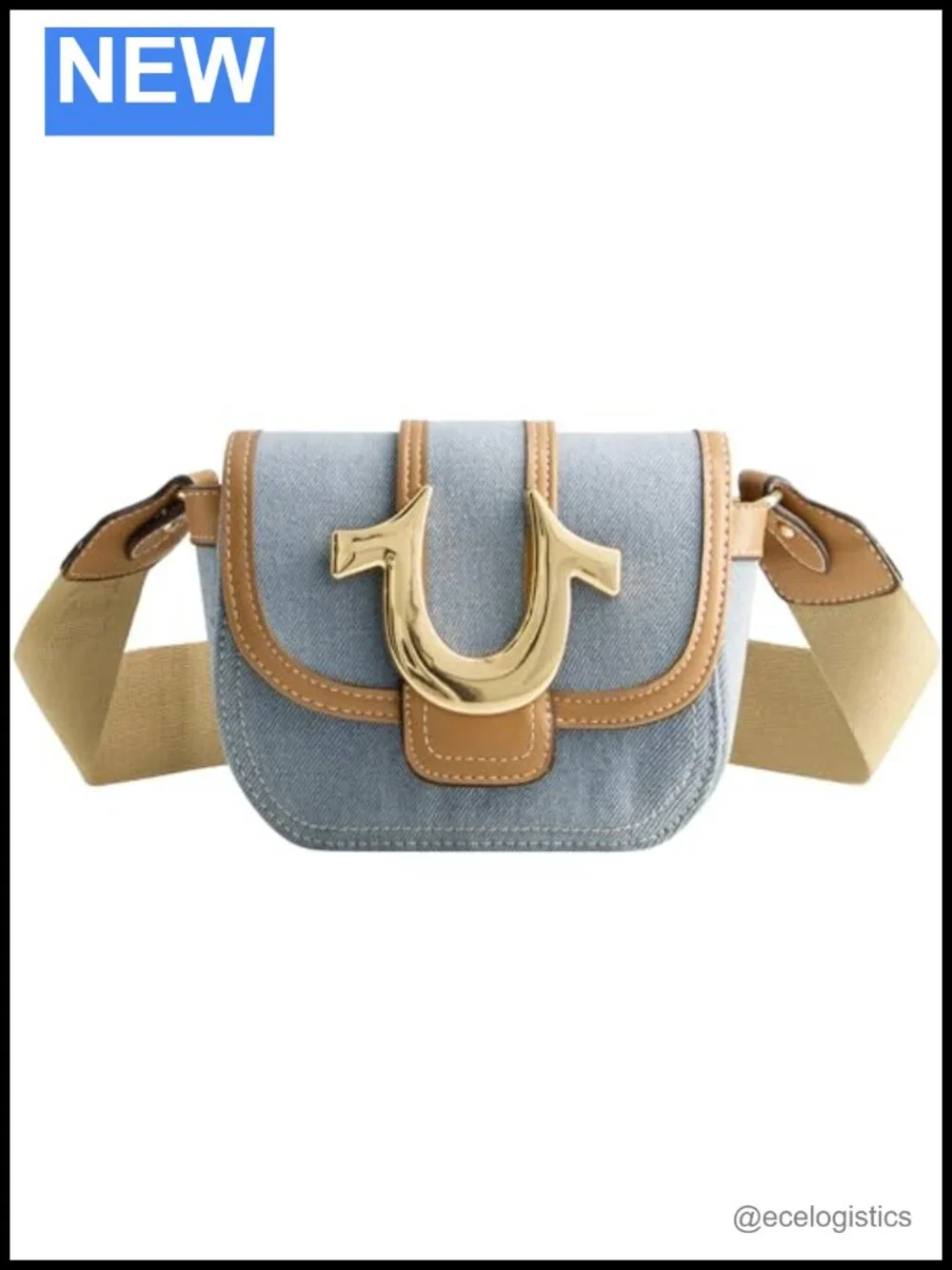 Women's Denim Crossbody Bag Flap Adjustable Shoulder Purse